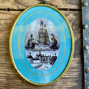 Vintage Oval Framed Religious Print 'Pamatka ze Sv. Hory' Czech - OOAK - Phoenix Menswear