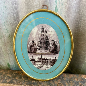 Vintage Oval Framed Religious Print 'Pamatka ze Sv. Hory' Czech - OOAK - Phoenix Menswear