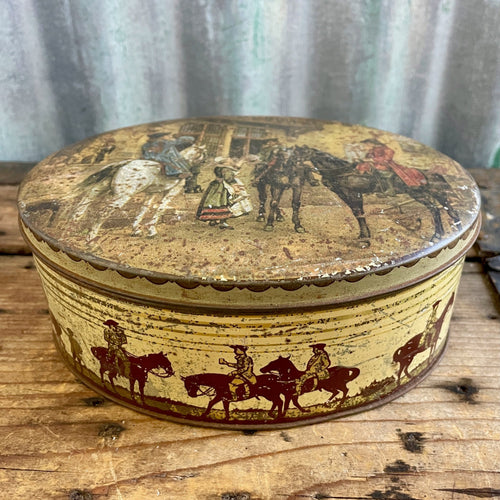 Vintage Oval Sweets Tin with Lid Victorian Horses - OOAK - Phoenix Menswear