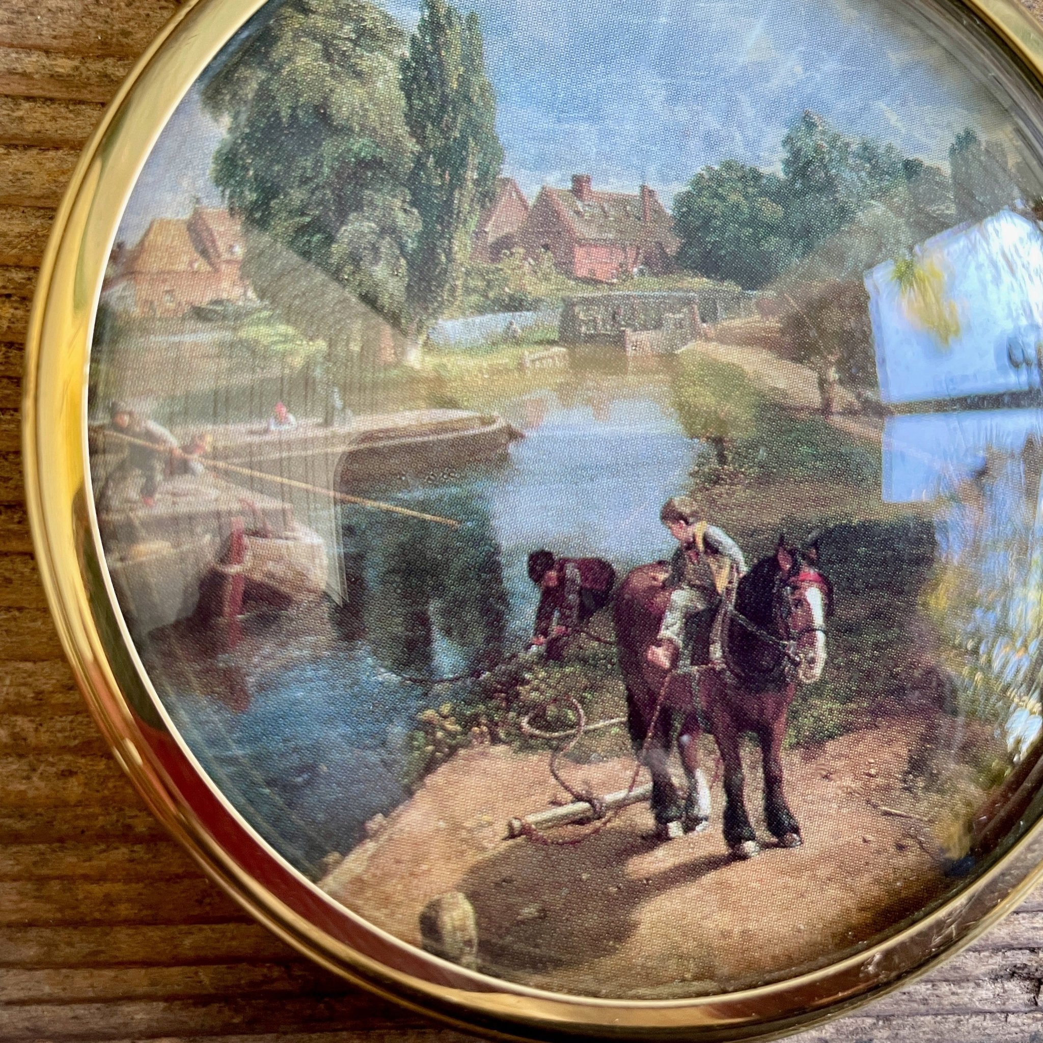 Peter Bates Design Vintage Peter Bates Miniature Round Gold Frame with John Constable Pri ...