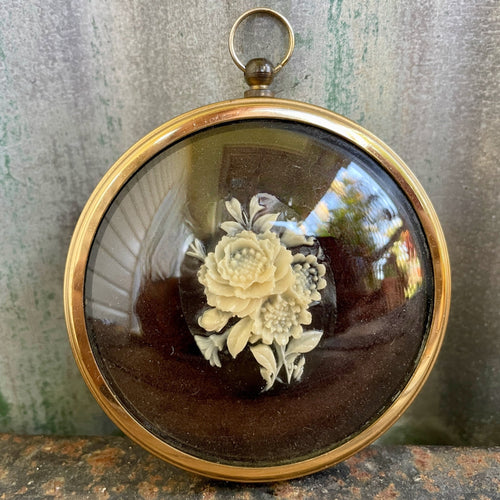 Vintage Peter Bates Round Gold Frame with Floral Cameo - OOAK - Phoenix Menswear