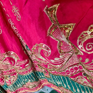 Vintage Pink Indian Skirt Embroidered Heavy Sz S - OOAK - Phoenix Menswear