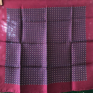 Vintage Silk Pocket Square Classic Navy & Red Print - OOAK - Phoenix Menswear