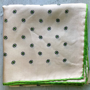 Vintage Silk Pocket Square Floral Dot Print - OOAK - Phoenix Menswear