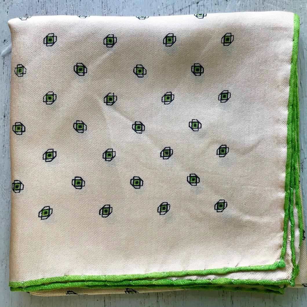 Vintage Silk Pocket Square Floral Dot Print - OOAK - Phoenix Menswear