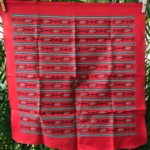 Load image into Gallery viewer, Vintage Silk Pocket Square Red Chain Print - OOAK - Phoenix Menswear