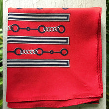 Load image into Gallery viewer, Vintage Silk Pocket Square Red Chain Print - OOAK - Phoenix Menswear