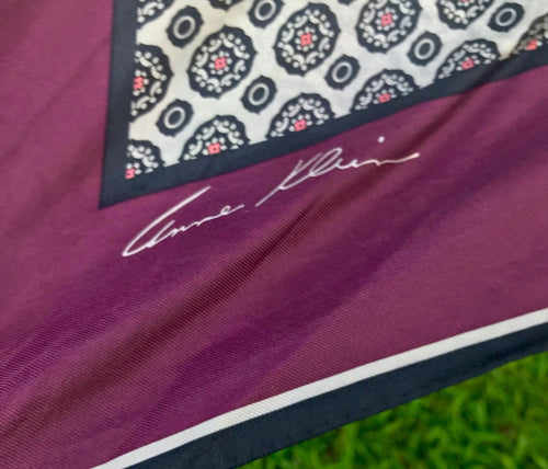 Vintage Silk Scarf Anne Klein Purple - Square - OOAK - Phoenix Menswear