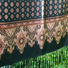 Load image into Gallery viewer, Vintage Silk Scarf Bottle Green Classic Print Fringed - Oblong - OOAK - Phoenix Menswear