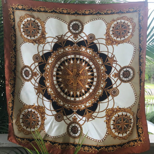Vintage Silk Scarf 'Casca' Classic Design Black Gold- Square - OOAK - Phoenix Menswear