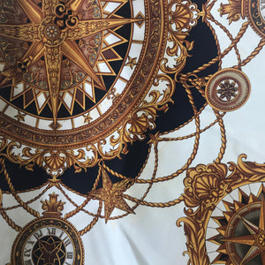 Vintage Silk Scarf 'Casca' Classic Design Black Gold- Square - OOAK - Phoenix Menswear