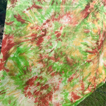 Load image into Gallery viewer, Vintage Silk Scarf Tie Dye Green Red Yellow Square - OOAK - Phoenix Menswear