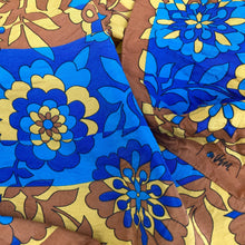 Load image into Gallery viewer, Vintage Silk Scarf &#39;Vera&#39; Blue Brown Floral - Oblong - OOAK - Phoenix Menswear
