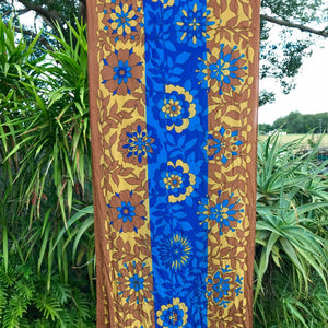 Vintage Silk Scarf 'Vera' Blue Brown Floral - Oblong - OOAK - Phoenix Menswear