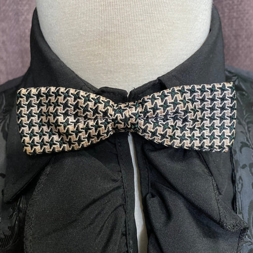 Vintage Slim Clip On Bow Tie in Black/Taupe Geometric - OOAK - Phoenix Menswear