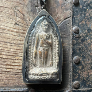 Vintage Thai Buddha Metal & Enamel Pendant and Waxed Cotton Necklace Boho - OOAK - Phoenix Menswear