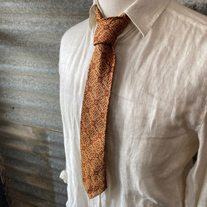 1970's Vintage Necktie - Gold and Burnt Orange Geometric Print - OOAK - Phoenix Menswear