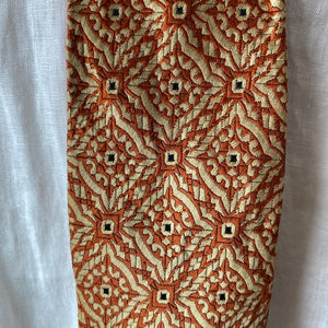 1970's Vintage Necktie - Gold and Burnt Orange Geometric Print - OOAK - Phoenix Menswear