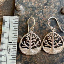 Load image into Gallery viewer, Vintage Tree of Life Silver Drop Earrings 925 Stamped Dainty Boho - OOAK - Phoenix Menswear