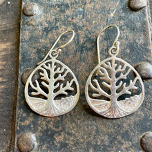 Load image into Gallery viewer, Vintage Tree of Life Silver Drop Earrings 925 Stamped Dainty Boho - OOAK - Phoenix Menswear
