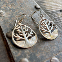 Load image into Gallery viewer, Vintage Tree of Life Silver Drop Earrings 925 Stamped Dainty Boho - OOAK - Phoenix Menswear