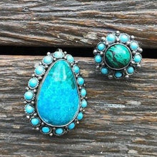 Load image into Gallery viewer, Vintage Turquoise &amp; Silver Brooch &amp; Ring Set - OOAK - Phoenix Menswear