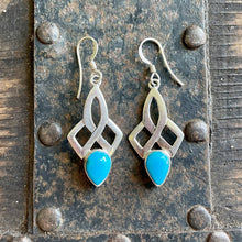Load image into Gallery viewer, Vintage Turquoise Silver Drop Earrings 925 Stamped Dainty Boho - OOAK - Phoenix Menswear