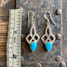Load image into Gallery viewer, Vintage Turquoise Silver Drop Earrings 925 Stamped Dainty Boho - OOAK - Phoenix Menswear