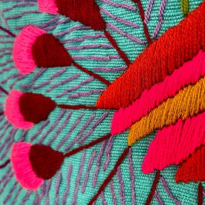 Vintage Wall Hanging Hand Crafted Embroidered Colourful Peacock - OOAK - Phoenix Menswear