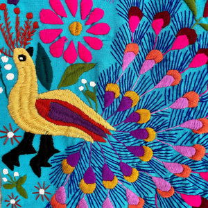 Vintage Wall Hanging Hand Crafted Embroidered Colourful Peacock - OOAK - Phoenix Menswear