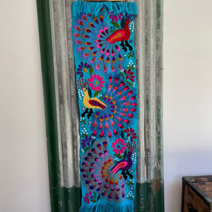 Vintage Wall Hanging Hand Crafted Embroidered Colourful Peacock - OOAK - Phoenix Menswear