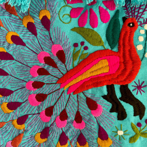 Vintage Wall Hanging Hand Crafted Embroidered Colourful Peacock - OOAK - Phoenix Menswear