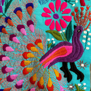 Vintage Wall Hanging Hand Crafted Embroidered Colourful Peacock - OOAK - Phoenix Menswear