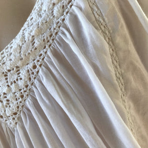 Vintage White Cotton S/S Peasant Top Sz L - OOAK - Phoenix Menswear
