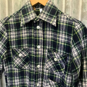 Vintage Winter Wool Shirt in Blue & Green Plaid Sz XS - OOAK - Phoenix Menswear