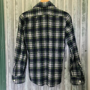 Vintage Winter Wool Shirt in Blue & Green Plaid Sz XS - OOAK - Phoenix Menswear