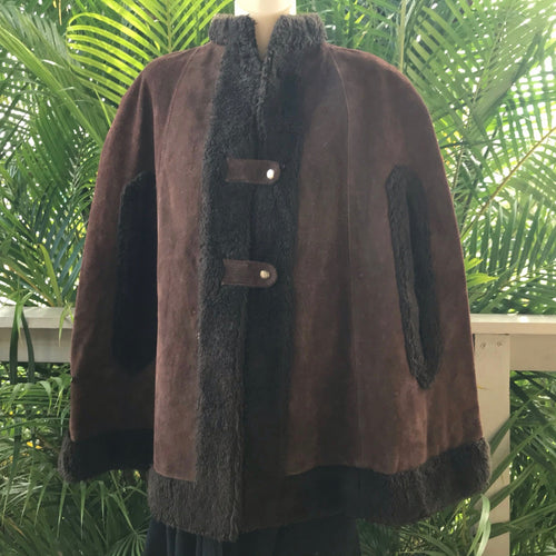 Vintage Women's Brown Suede Cape Sz M - OOAK - Phoenix Menswear