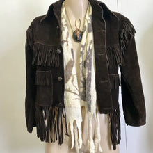 Load image into Gallery viewer, Vintage Women&#39;s / Kid&#39;s Brown Suede Fringed Jacket Heavy Soft Sz XS - OOAK - Phoenix Menswear