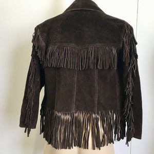 Vintage Women's / Kid's Brown Suede Fringed Jacket Heavy Soft Sz XS - OOAK - Phoenix Menswear