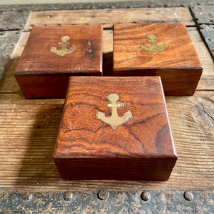 Vintage Wooden Box Brass Anchor Marine Boating Yacht One piece only - OOAK - Phoenix Menswear