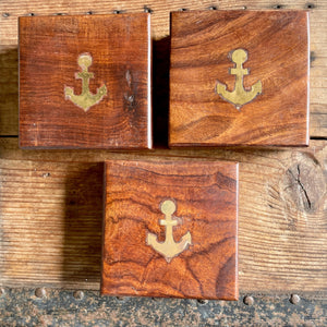 Vintage Wooden Box Brass Anchor Marine Boating Yacht One piece only - OOAK - Phoenix Menswear