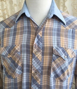 Vintage Wrangler Western L/S Shirt Pastel Plaid Sz XL - OOAK - Phoenix Menswear