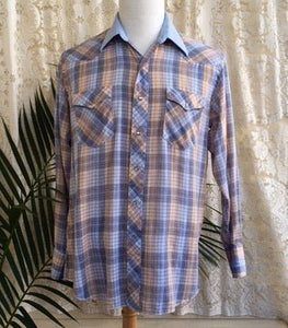 Vintage Wrangler Western L/S Shirt Pastel Plaid Sz XL - OOAK - Phoenix Menswear