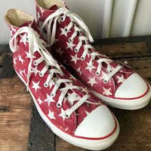 Load image into Gallery viewer, White Stars on Red Converse High Top Chuck Taylor All Stars - Sz 12 - OOAK - Phoenix Menswear