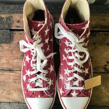 Load image into Gallery viewer, White Stars on Red Converse High Top Chuck Taylor All Stars - Sz 12 - OOAK - Phoenix Menswear