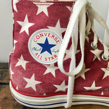 Load image into Gallery viewer, White Stars on Red Converse High Top Chuck Taylor All Stars - Sz 12 - OOAK - Phoenix Menswear