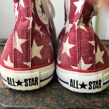 Load image into Gallery viewer, White Stars on Red Converse High Top Chuck Taylor All Stars - Sz 12 - OOAK - Phoenix Menswear