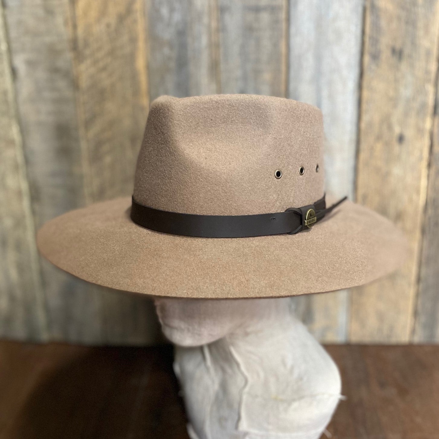 Wide Brim Wool Felt Outback Hat - Bran