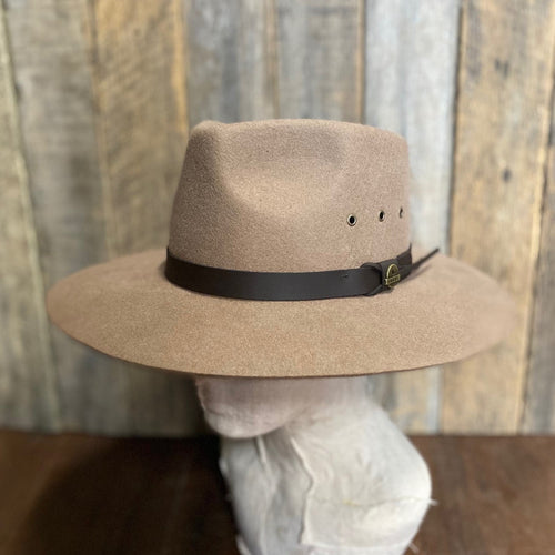 Wide Brim Wool Felt Outback Hat - Bran - Phoenix Menswear