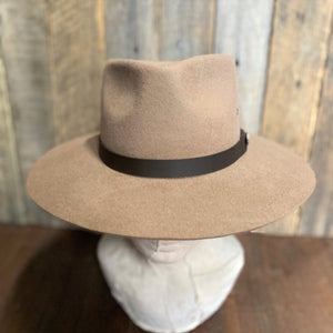 Wide Brim Wool Felt Outback Hat - Bran - Phoenix Menswear